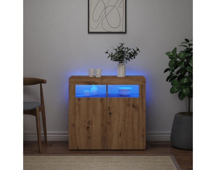 Sonata H Сайдборд с LED светлини дъб артизан 80x35x75 см инженерно дърво