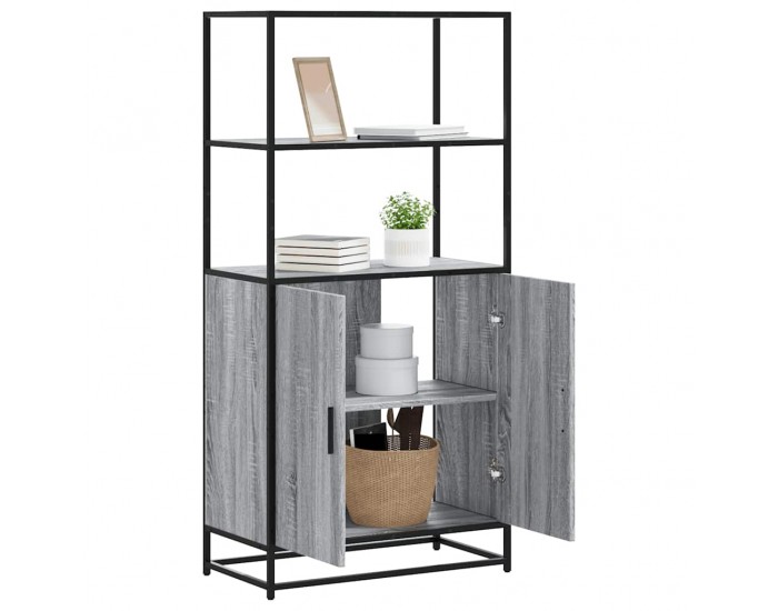 Sonata H Висока дъска Grey Sonoma 68x35x139 cm Обработено дърво и метал