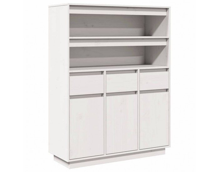 Sonata H Висок шкаф, бял, 89x34x116,5 см, борово дърво масив