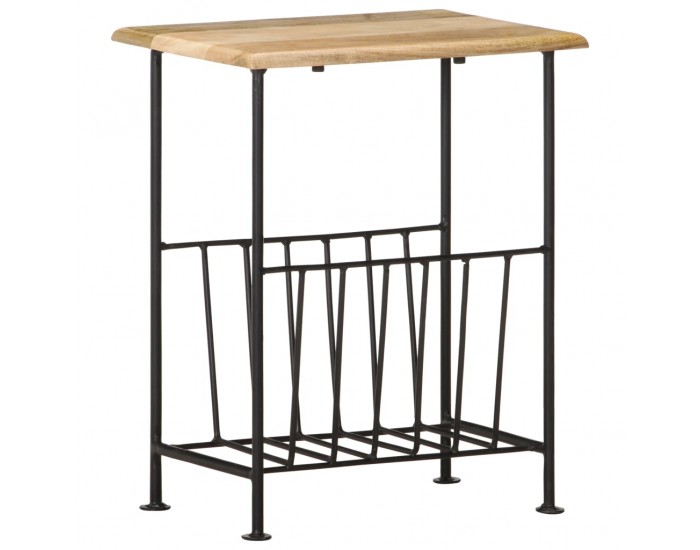 Sonata H Поставка за списания 40x30x50 см мангово дърво масив и стомана