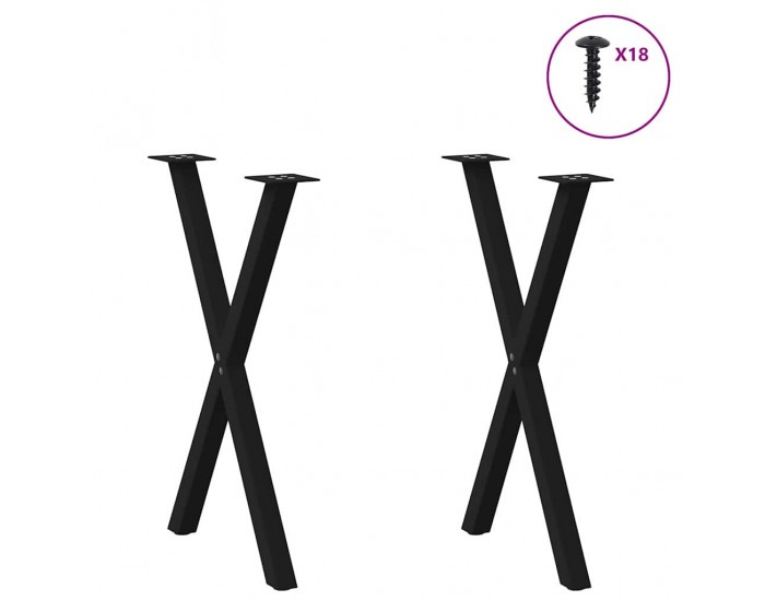 Sonata H Крака за маса за хранене с форма на X 2 бр. черни 57x(72-73) cm