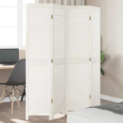 Sonata H Разделител за стая, 4 панела, бял, дърво пауловния масив - Electrocasnice și accesorii pentru living