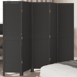 Sonata H Разделител за стая, 5 панела, черен, дърво пауловния масив - Electrocasnice și accesorii pentru living