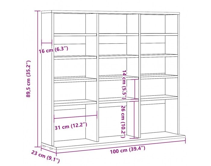 Sonata H CD шкаф Artisan Oak 100x23x89,5 cm Инженерна дървесина