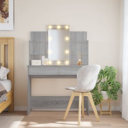 Sonata H Тоалетка с LED лампи, сив сонома, 96x40x142 см - Măsuțe de toaletă și oglinzi