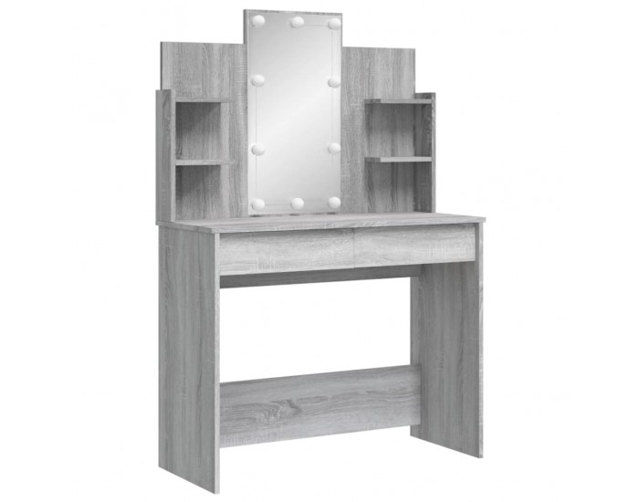 Sonata H Тоалетка с LED лампи, сив сонома, 96x40x142 см