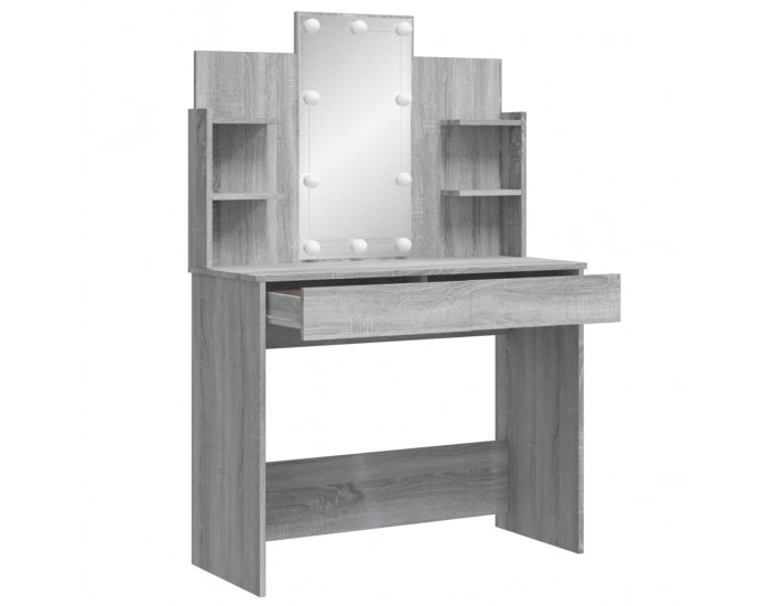 Sonata H Тоалетка с LED лампи, сив сонома, 96x40x142 см