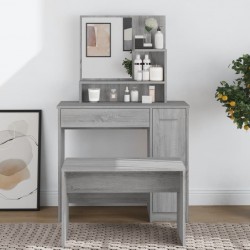 Sonata H Комплект тоалетка с огледало, сив сонома, 86,5x35x136 см - Măsuțe de toaletă și oglinzi