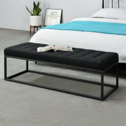 Тапицирана пейка Salta метал 120x40x38 см черен [] - Pantofare
