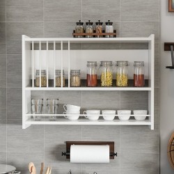 Стенен рафт Helsingør с 3 рафта бял [] - Living