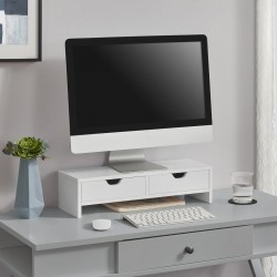 Стойка за монитор Mänttä с 2 чекмеджета 50x18x13cm бяла [] - Papetărie