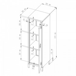 Единично шкафче Kurikka 137x38x38 см черно [] - Corpuri, vitrine, biblioteci modulare