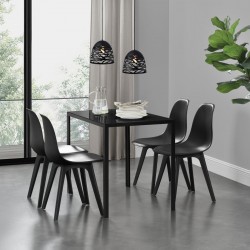 Трапезна маса Stathelle 105x60x75 см черен стъклен плот 4 стола черни - Sonata G