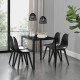 Трапезна маса Stathelle 105x60x75 см черен стъклен плот 4 стола черни