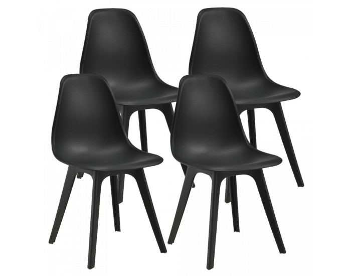 Трапезна маса Stathelle 105x60x75 см черен стъклен плот 4 стола черни