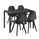 Трапезна маса Stathelle 105x60x75 см черен стъклен плот 4 стола черни