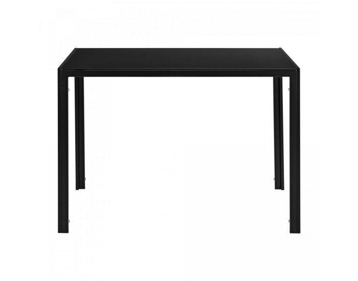 Трапезна маса Stathelle 105x60x75 см черен стъклен плот 4 стола черни