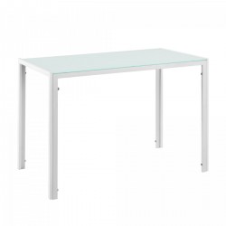 Трапезна маса Stathelle 105x60x75 см бял стъклен плот 4 стола бели - Sonata G