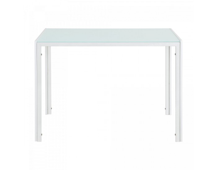 Трапезна маса Stathelle 105x60x75 см бял стъклен плот 4 стола бели