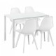 Трапезна маса Stathelle 105x60x75 см бял стъклен плот 4 стола бели