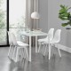 Трапезна маса Stathelle 105x60x75 см бял стъклен плот 4 стола бели
