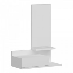 Стенен рафт с огледало и чекмедже Gundsø White [] - Living
