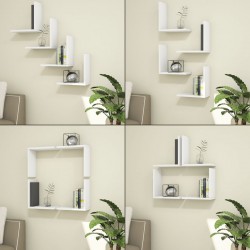 Стенен рафт Broby в комплект от 4 30 x 30 x 16 cm бял [] - Living
