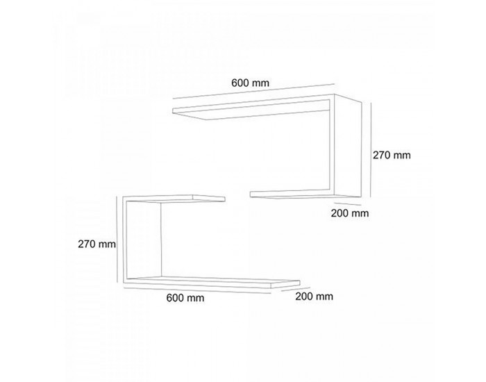 Комплект стенен рафт Årslev 2 части. 27 x 60 x 20 см до прибл. 5 кг черен []