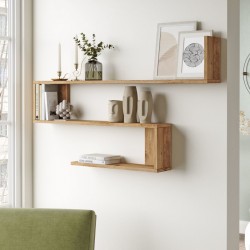 Стенен рафт Kitee 120 x 14,5 x 71,5 cm рустик дъб [] - Sonata G