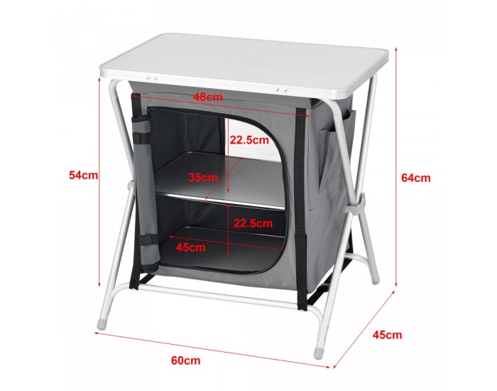 Къмпинг шкаф Tullinge с плот 60x45x64 см тъмно сив