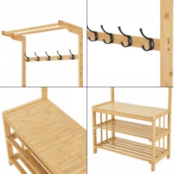 Поставка за портмо Tornio 168 x 70 x 35 см от естествен бамбук [] - Dormitor