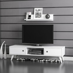 Поставка за телевизор със стенен рафт Egebjerg White [] - Comode TV