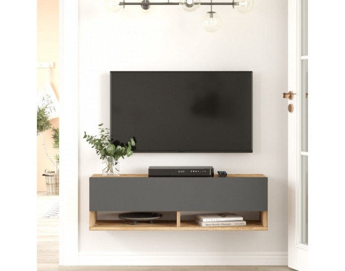 ТВ маса Laitila 100x31.5x29.5cm рустик дъб/антрацит []