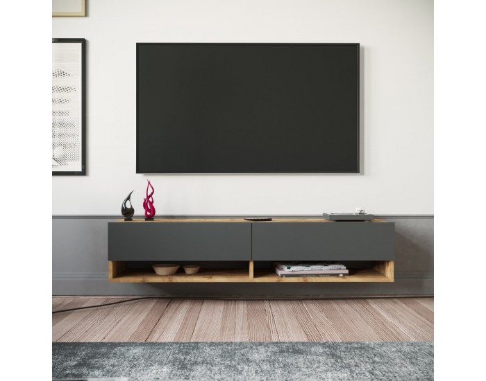ТВ маса Laitila 140x31.5x29.5cm рустик дъб/антрацит []