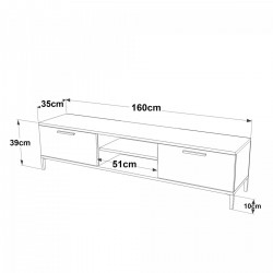 Стойка за телевизор Lempäälä с 2 отделения за съхранение 160 x 35 x 39 cm рустик дъб/антрацит [] - Living