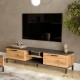 Стойка за телевизор Lempäälä с 2 отделения за съхранение 160 x 35 x 39 cm рустик дъб/антрацит []