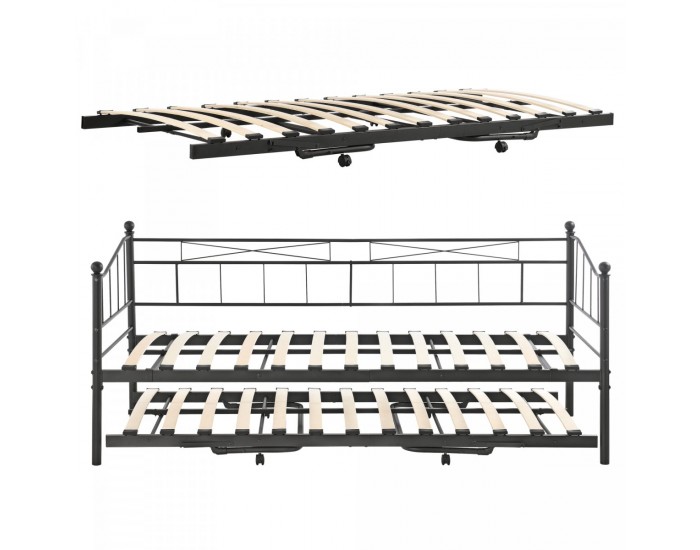 Метално легло Skutskär 90x200см черно