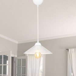 Висяща лампа Hereford E27 бяла / прозрачна [] - Lustre de tavan