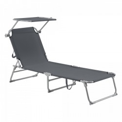 Шезлонг Getaria 189x57x28 см тъмносив [] - Grădină