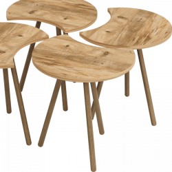 Маса за кафе Højer в комплект от 4 48 x 45 x 32 cm вид дърво [] - Măsuțe de living
