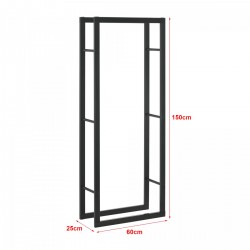 Стелаж за дърва Täby стомана 60x25x150cm черен [] - Grădină