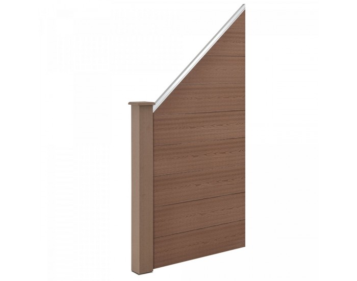 WPC градинска ограда със скосен елемент 183x973 см кафяв [neu.holz]
