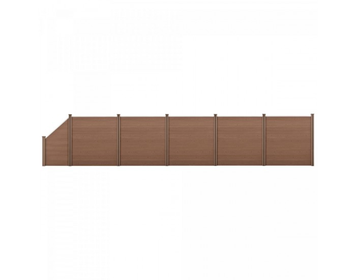 WPC градинска ограда със скосен елемент 183x973 см кафяв [neu.holz]