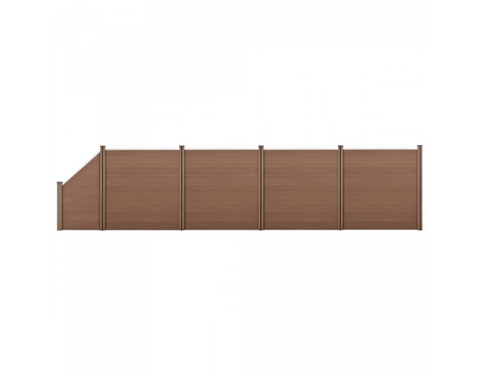 WPC градинска ограда със скосен елемент 183x799 см кафяв [neu.holz]