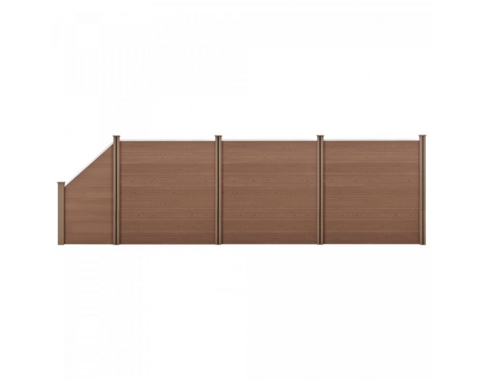 WPC градинска ограда със скосен елемент 183x625 см кафяв [neu.holz]