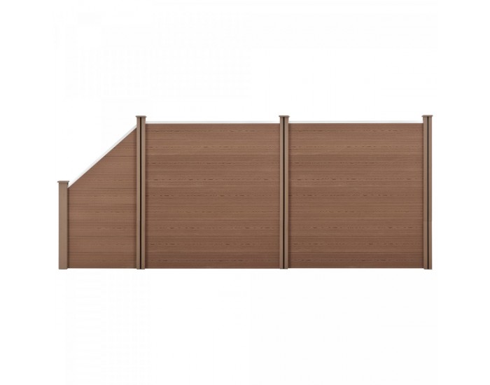 WPC градинска ограда със скосен елемент 183x451 см кафяв [neu.holz]