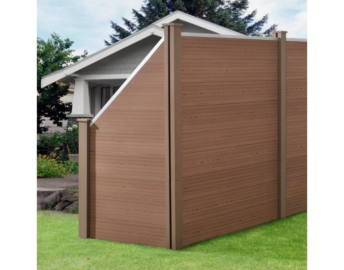WPC градинска ограда със скосен елемент 183x451 см кафяв [neu.holz]