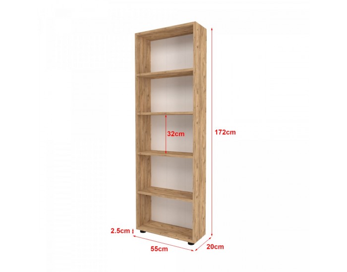 Етажерка за книги Vara 172x55x20 см вид дъб []