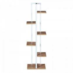 Рафт за растения Tohmajärvi метал 120x34x21cm бяло / вид на орех [] - Ghivece, jardiniere