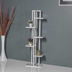 Рафт за растения Tohmajärvi метал 120x34x21cm бяло / бял мрамор [] - Decorațiuni